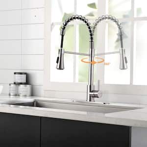 PLATO Single Handle Pull Down Sprayer Kitchen Faucet Deckplate Included with High-Arc in Brushed Nickel