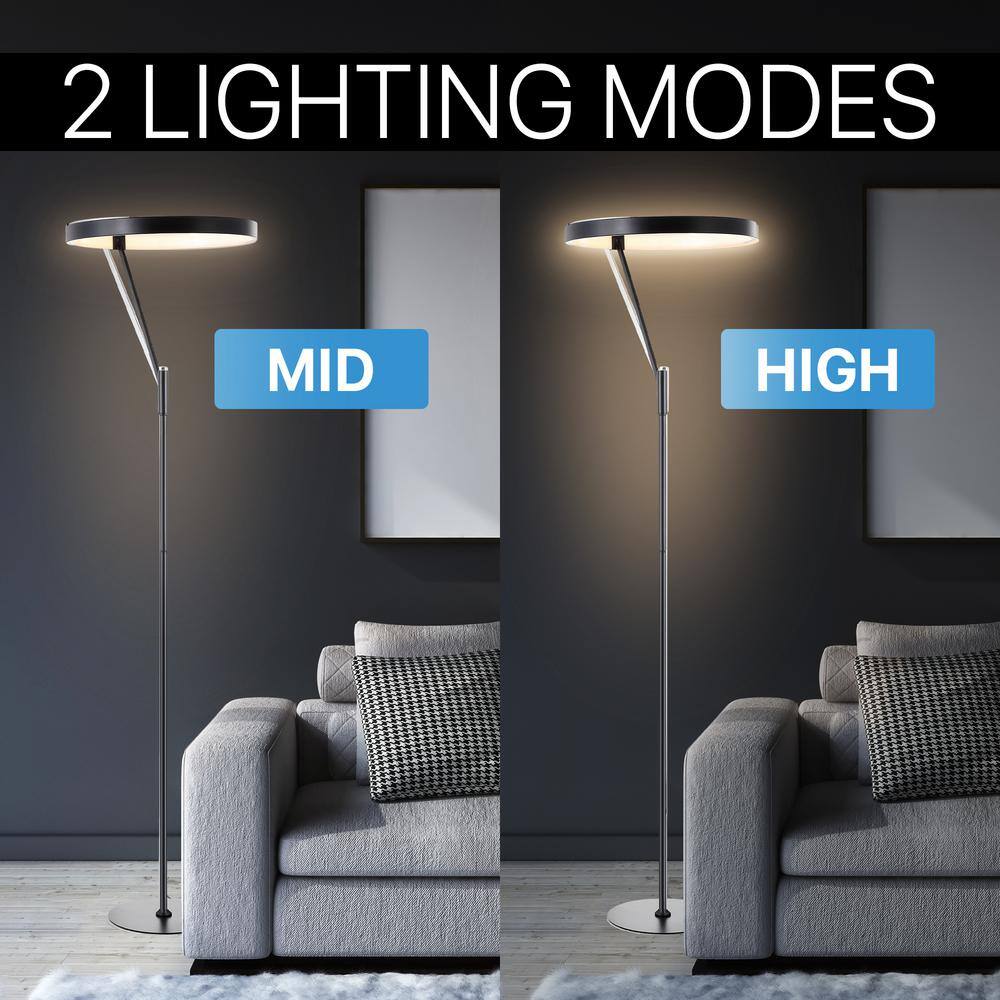 Black Arc Touch LED Metal Floor Lamp
