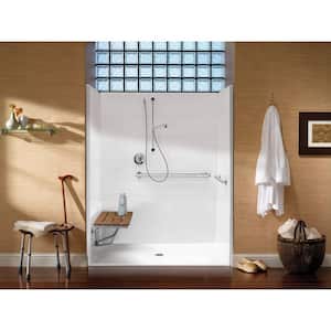 FreedomLine 63.8 in. x 37.1 in. x 77.8 in. 4-Piece Shower Stall with Left Seat and Center Drain in White
