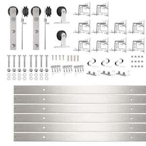 HOMACER 11 ft. /132 in. Brushed Nickel Triple Track Bypass Sliding