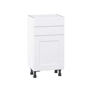 Wallace Painted Warm White Shaker Assembled Shallow Base Cabinet with Drawers (18 in. W x 34.5 in. H x 14 in. D)