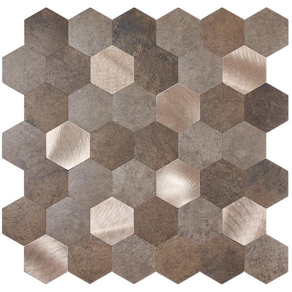 Mixed Metal Hexagon Peel and Stick Tile