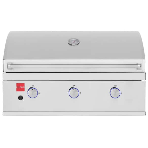 Fuego Premium 36 in. 3-Burner Built-In Natural Gas Grill in 304 Stainless Steel