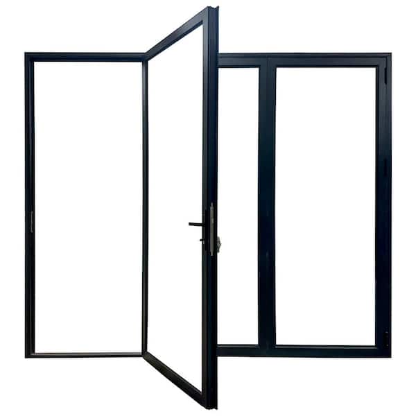 Teza 88 Series 96 in. x 80 in. Matte Black Left to Right Folding Aluminum Bi-Fold Patio Door