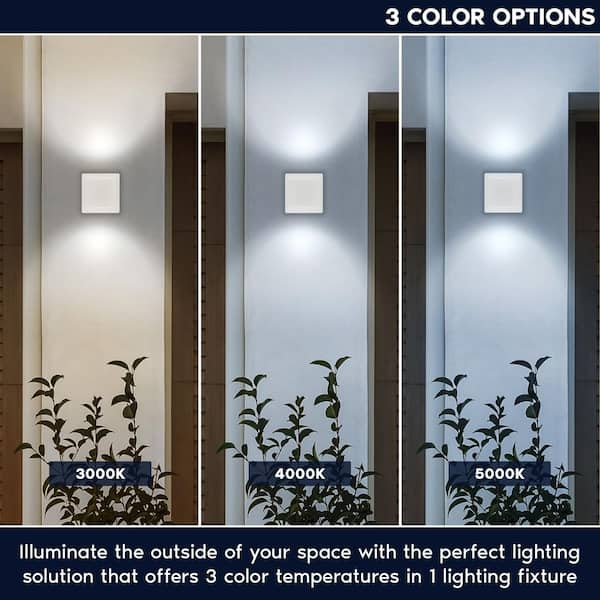 LUXRITE 3 in. White Modern Integrated LED Up Down Wall Sconce Cube