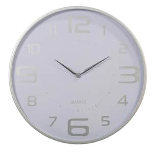Kiera Grace Modern Minimalistic Round Wall Clock, 18 inches, Silver