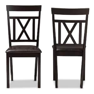 Rosie Dark Brown Faux Leather Dining Chair (Set of 2)