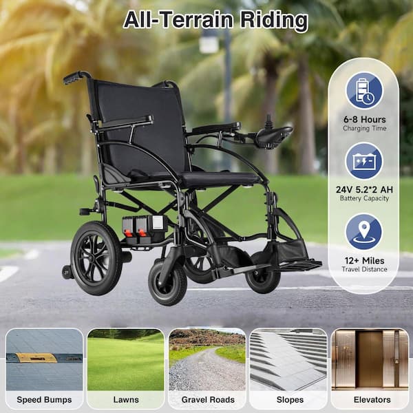 Wudkey Gray Foldable Electric Wheelchair, Motorized Wheelchair