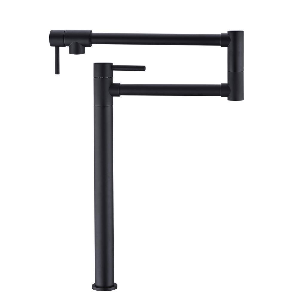 Deck Mount Pot Filler Faucet, Folding Kitchen Faucet with Stretchable Doubl