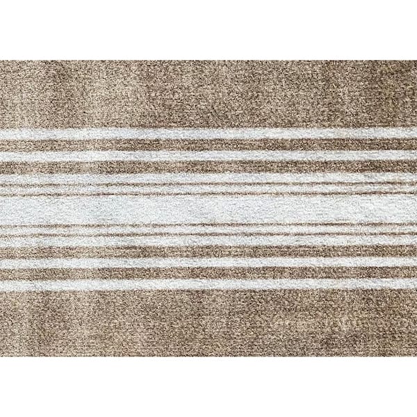 Studio 67 Linen Washable Sand Tan White 2 ft. 3 in. x 1 ft. 5 in. Small Mat Floor Mat Area Rug