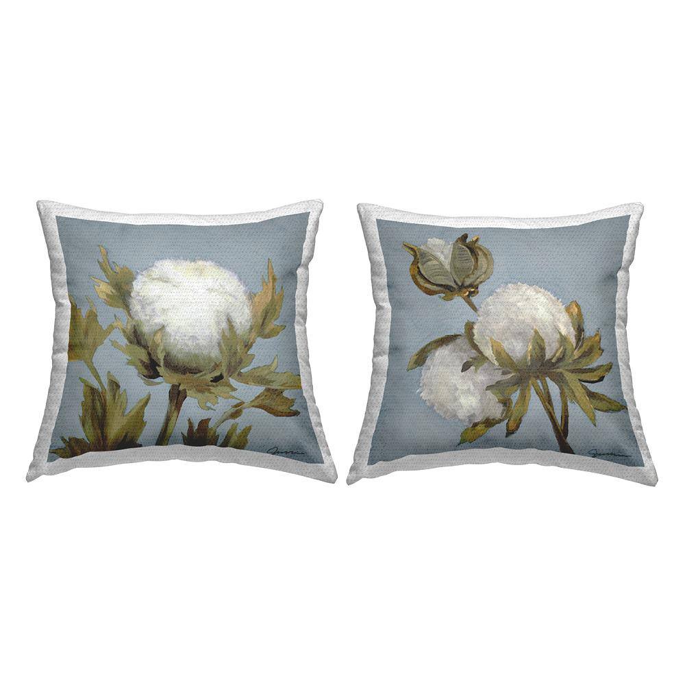 Cotton Flowers Botanical Blooms Blue Square Outdoor Throw Pillow 2-Pack price history on PriceWatchPro