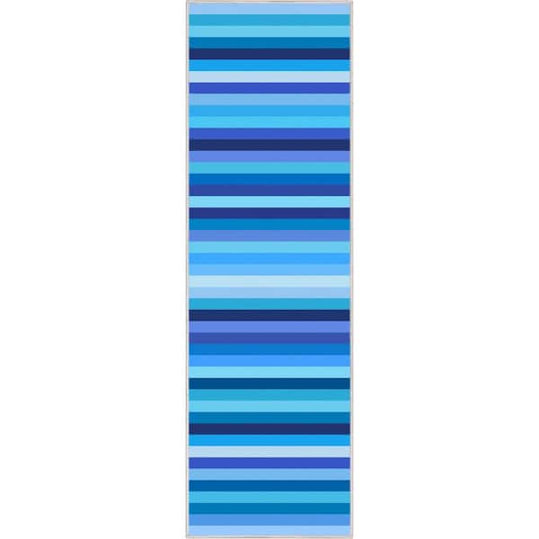 Crayola Stripe Blue 2 ft. 7 in. x 9 ft. 3 in. Runner Area Rug