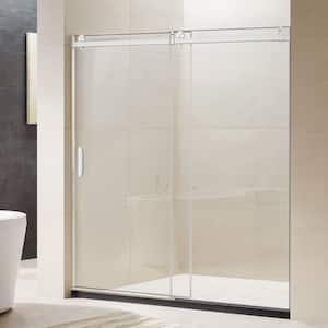 60 in. W x 76 in. H Single Sliding Frameless Shower Door/Enclosure in Chrome Finish with Clear Glass