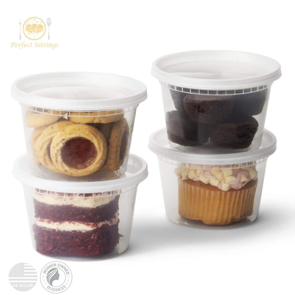 Clear 16oz Plastic Meal Prep Containers with Snap Lids, Set of 40
