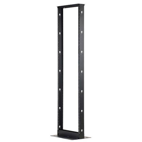 2‑Post Structured Media Enclosure 20 in. Width – Compact 2U, Hinged and Reversible Wall Mount, 300kg Load, Open Black