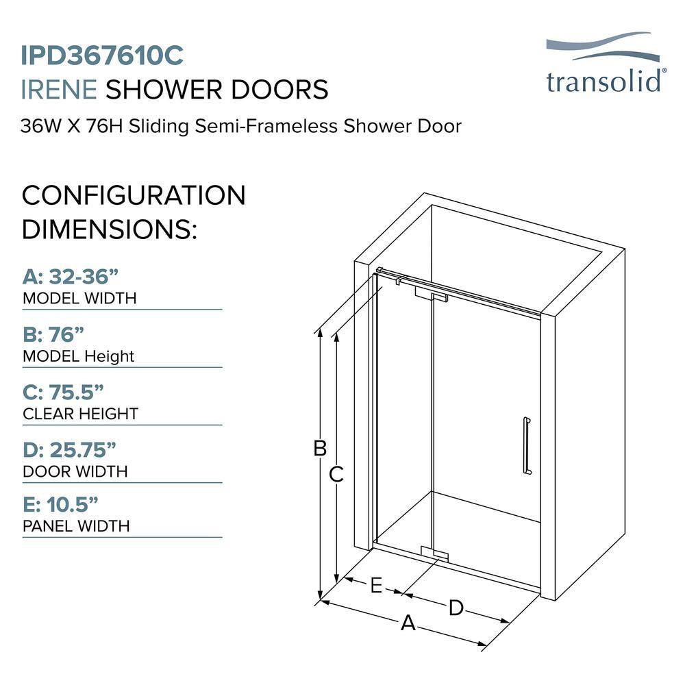 Matte Black 36" x 76" Frameless Pivot Shower Door with Clear Glass