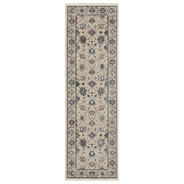 2 ft. x 8 ft. Blue Floral Washable Area Rug