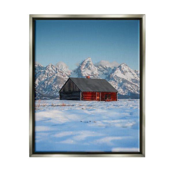 Stupell Industries Cabin in Snowy Mountains by Jared Kreiss 1 Piece Floater Frame Graphic Print Nature Poster Art Print 21 in. x 17 in.