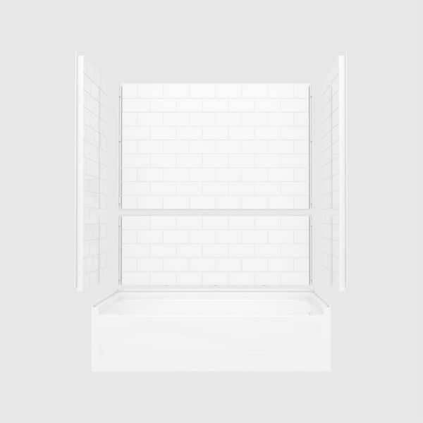60 in. L x 32 in. W x 78 in. H Alcove Bathtub and 4-Piece Surround Combo Kit and Right Drain in Glossy White