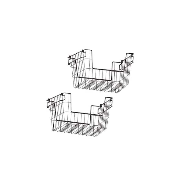 14 in. Dark Bronze Stackable Wire Basket (2-Pack)