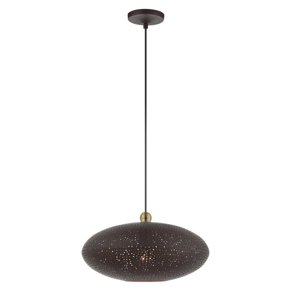 Dublin 16" Bronze and Antique Brass Oval Pendant Light