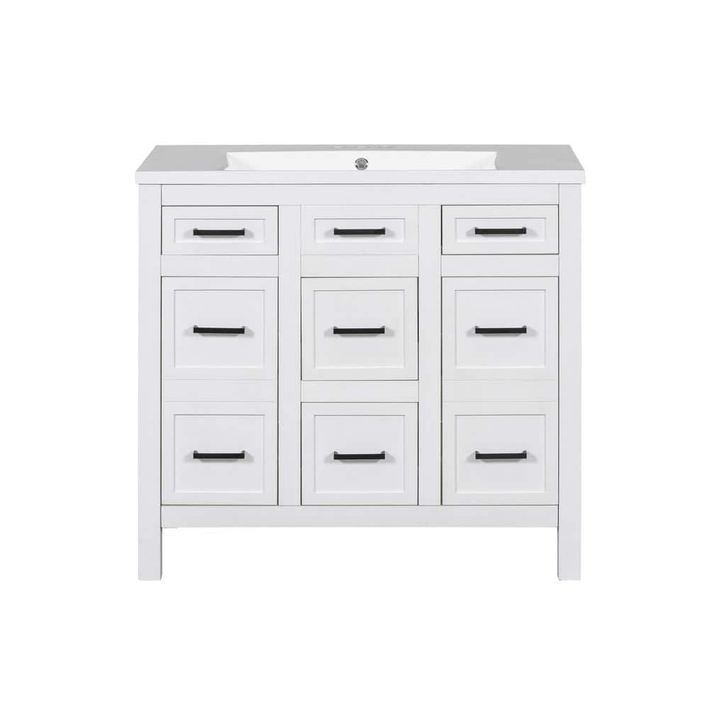 36 in. W. x 18 in. D x 34 in. H Single Sink Bath Vanity in White with White