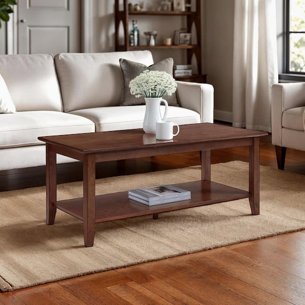 American Heritage 42 in. Espresso Rectangle MDF Coffee Table with Shelf