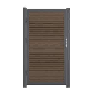 40.66 in. x 75.19 in. UltraEasy Brazilian Ipe Composite Board-on-Board Fence Gate Kit with Gray Frame