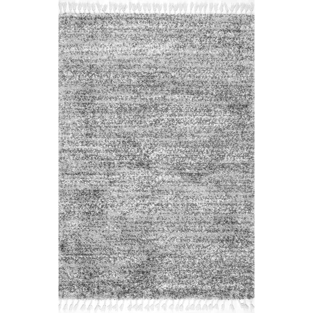 Gray Braided Synthetic Shag Rectangular 9' x 12' Area Rug