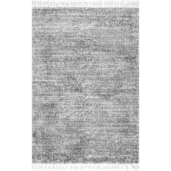 StyleWell Contemporary Brooke Shag Gray 4 ft. x 6 ft. Area Rug