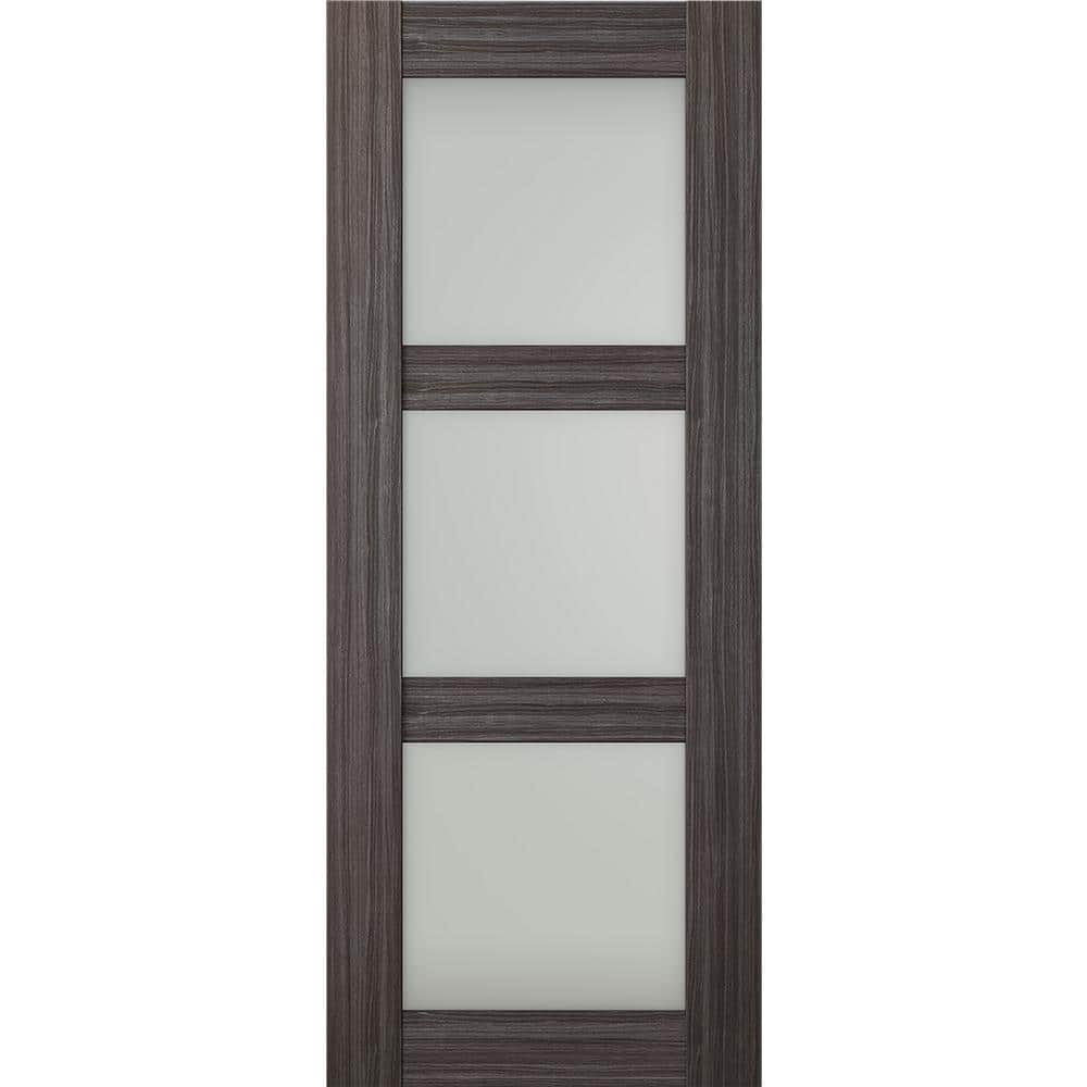 Paola 3-Lite 24 in. x 80 in. No Bore 3-Lite Frosted Glass Gray Oak Composite Wood Interior Door Slab price history on PriceWatchPro
