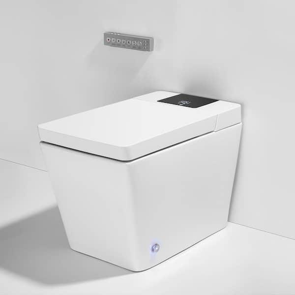 Elongated Square Smart Toilet Bidet 1.0/1.6 GPF in White with Auto Open and Close, Auto Flush, Multiple Spray Modes