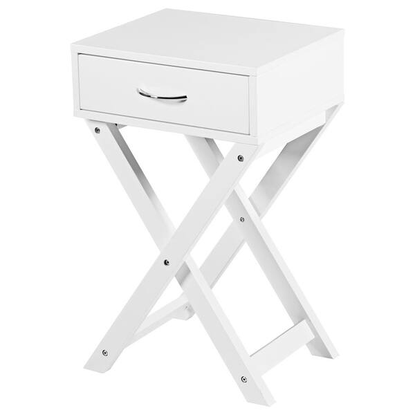HONEY JOY White Modern Versatile Nightstand XShape Wooden End Table