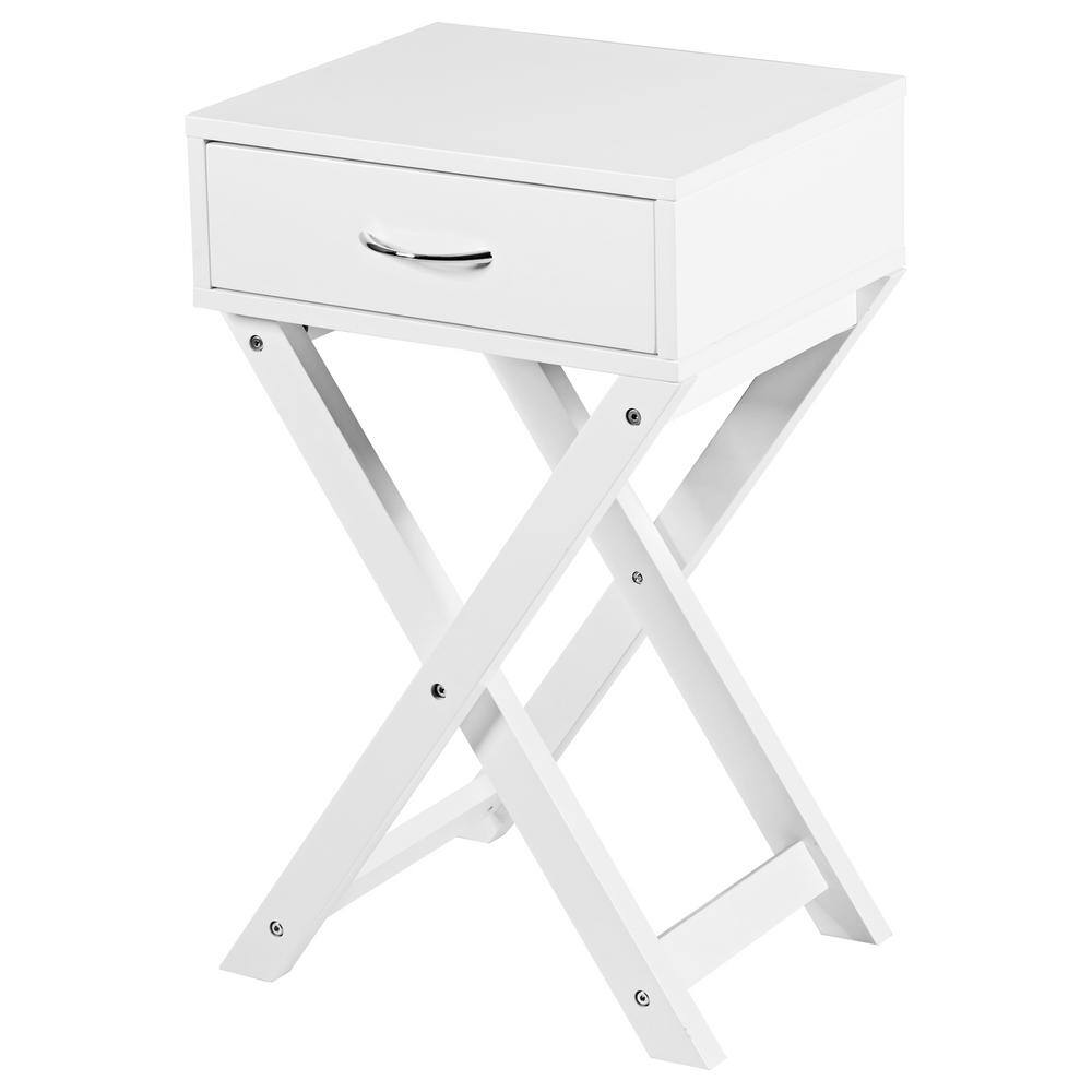 HONEY JOY White Modern Versatile Nightstand XShape Wooden End Table