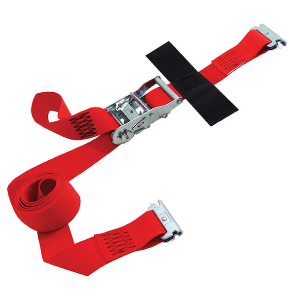 SNAP-LOC 12 ft. x 2 in. Logistic Ratchet E-Strap with Hook and Loop Storage Fastener in Red