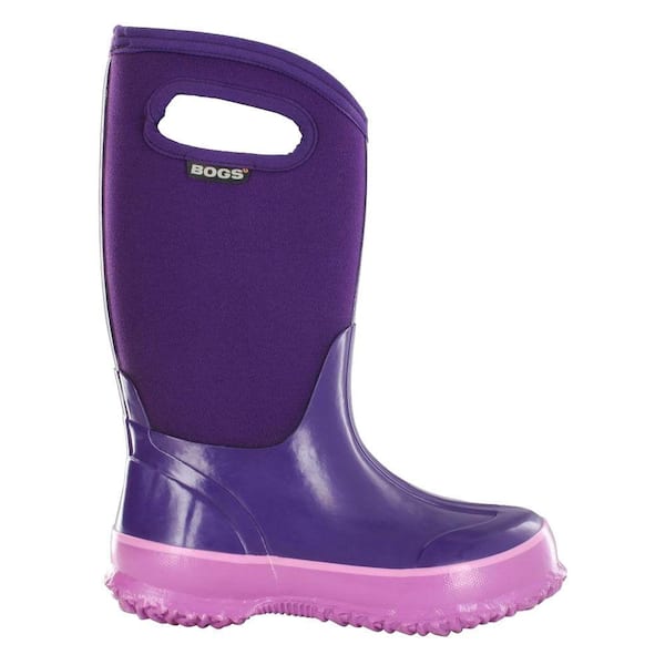 BOGS Classic High Handles Kids 10 in. Size 4 Grape Rubber with Neoprene Waterproof Boot