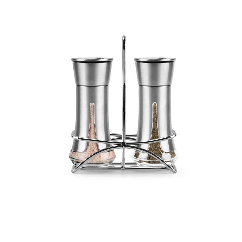 Glass Stainless Steel Salt and Pepper Shakers Set with Adjustable Pour Holes and Holder for Himalayan Sea Salts price history on PriceWatchPro