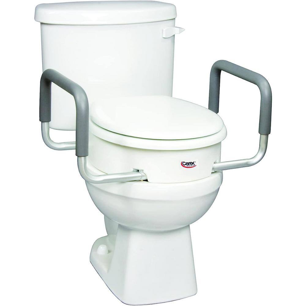 Carex Health Brands Elevated Toilet Seat with Handles in White for