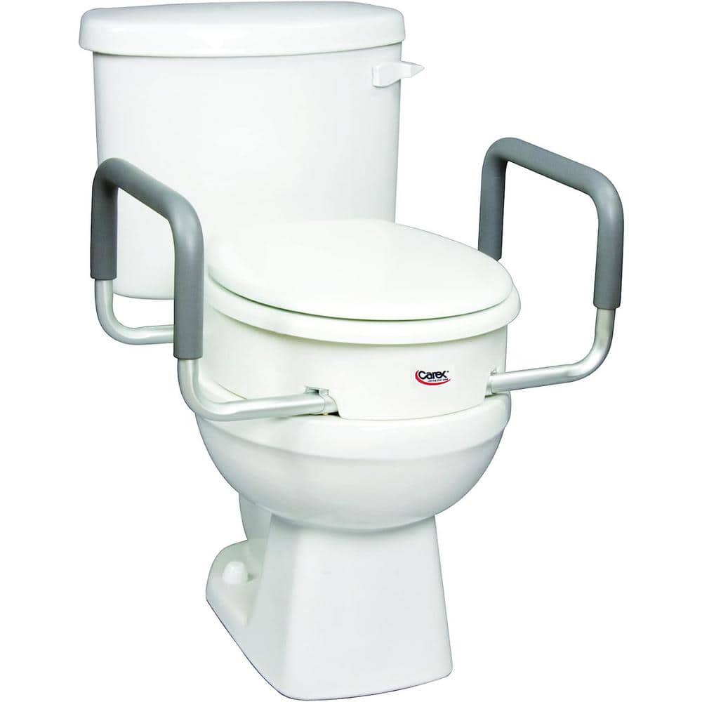 Elevated Toilet Seat with Handles in White for Elongated Toilets -  Carex Health Brands, FGB31600 0000