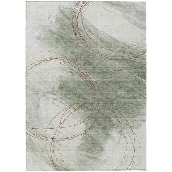 Chantille Machine Washable Indoor/Outdoor Abstract ACN2396 Sage 8 ft. x 10 ft. Area Rug