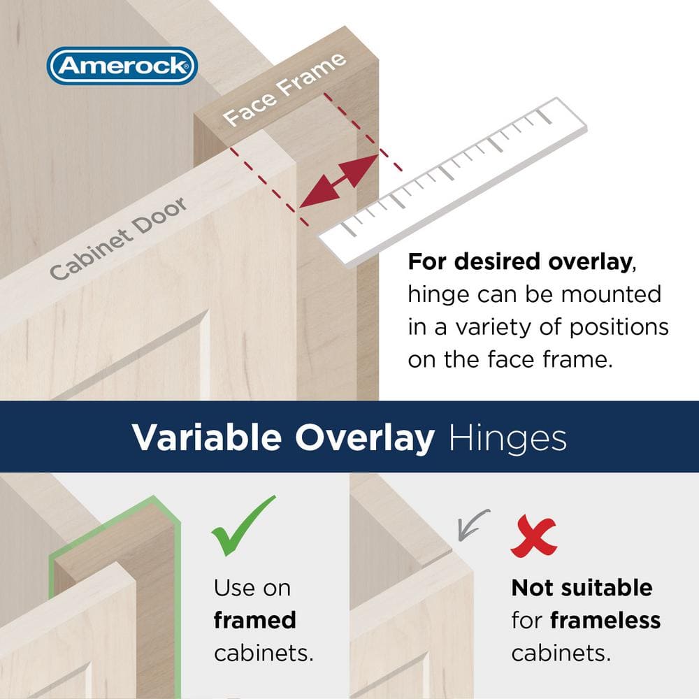 Champagne Bronze Variable Overlay Self Closing Cabinet Hinges