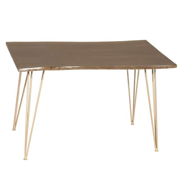 Seti Live Edge Elm Dining Table with Gold Legs