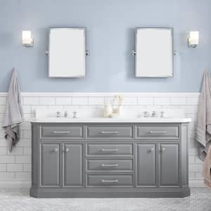 Palace 72 in. W Bath Vanity in Cashmere Grey with Quartz Vanity Top with White Basin