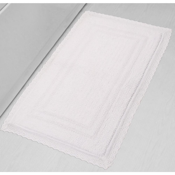 Opulent Reversible 100% Cotton Bath Rug Set, 24x40 Rectangle, White