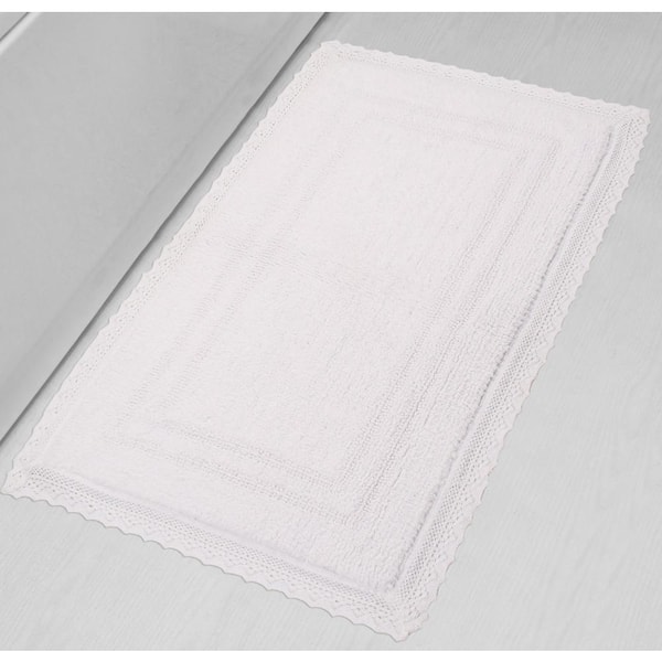 HOME WEAVERS INC Opulent Reversible 100% Cotton Bath Rug Set, 24x40 Rectangle, White