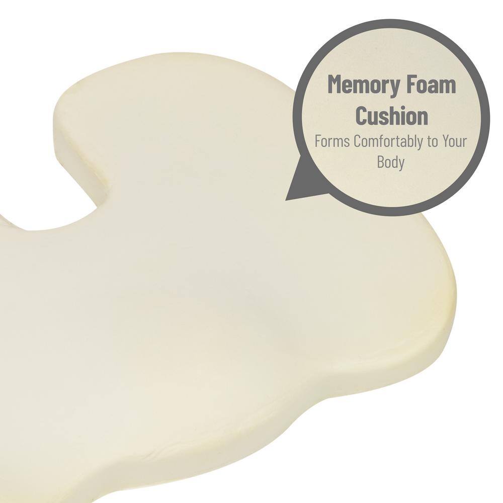 Gray Memory Foam Ergonomic Seat Cushion with Anti-Slip Base