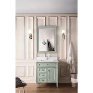 Brittany 30.0 in. W x 23.5 in. D x 34.0 in. H Bathroom Vanity in Sage Green with White Zeus Silestone Quartz Top
