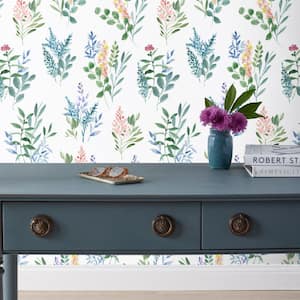 Olivia White Green Peel and Stick Wallpaper Panel (covers 26 sq. ft.)
