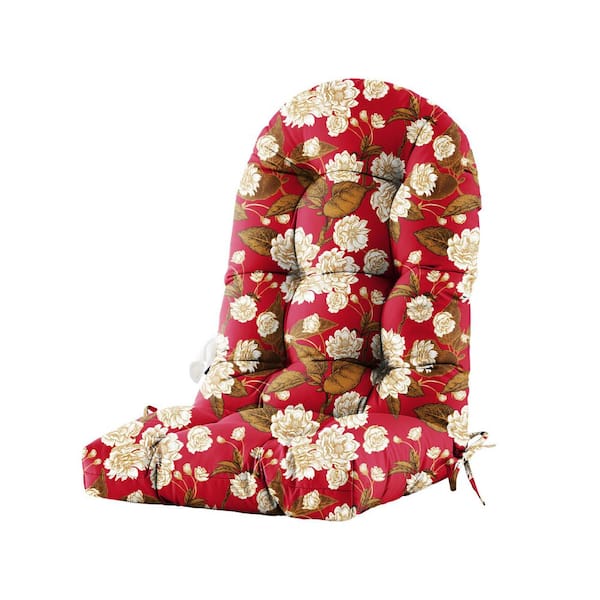 BLISSWALK Patio Chair Cushion for Adirondack High Back Tufted Seat Chair Cushion Outdoor 48 in. x 21 in. x 4 in. Red Floral