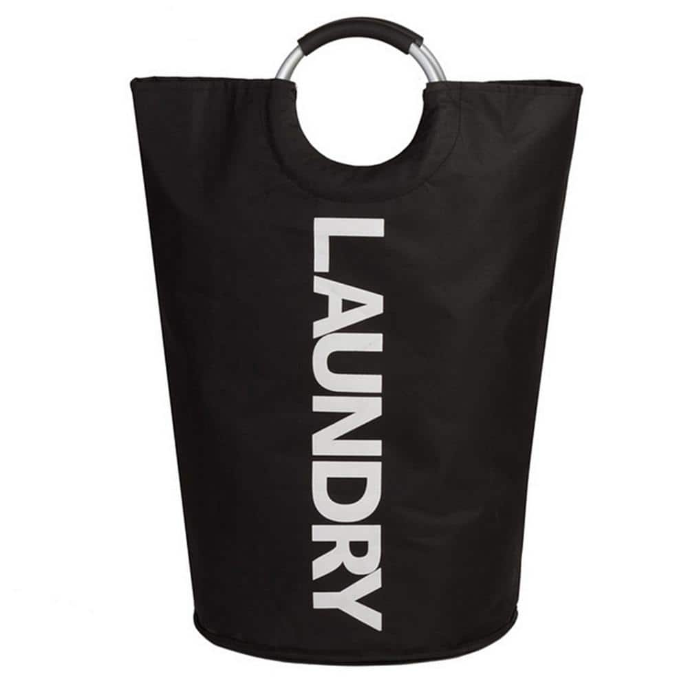 Black Fabric Portable Foldable Laundry Basket 13029088 - The Home Depot